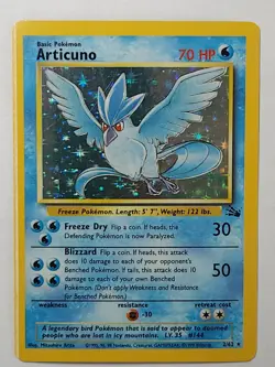 Articuno 70HP 2/62 Pokemon Card Vintage 1995 Rare Holographic - Image 1