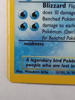 Articuno 70HP 2/62 Pokemon Card Vintage 1995 Rare Holographic - Image 5