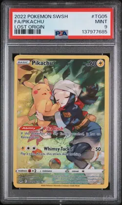 2022 POKEMON SWORD & SHIELD LOST ORIGIN TG05 FULL ART/PIKACHU | PSA 9 - Image 1