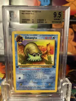 Pokemon BGS 9.5 1st Edition Omanyte 52/62 Fossil - Image 1