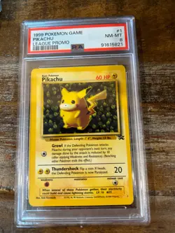 POKEMON 1999 Game League Promo PIKACHU #1 PSA 8 RARE - Image 1