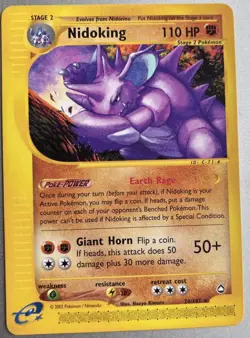 Pokemon Karte Nidoking 24/147 Aquapolis Non Holo Rare TCG - Image 1