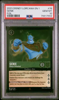 2023 DISNEY LORCANA EN THE FIRST CHAPTER FOIL #159 Genie Powers Unleashed PSA 10 - Image 1