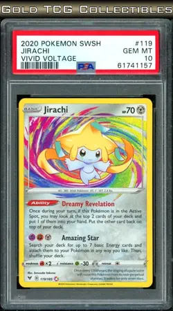 PSA 10 ⭐ Pokemon Jirachi 119 Amazing Rare Vivid Voltage Full Art Graded Card - Image 1