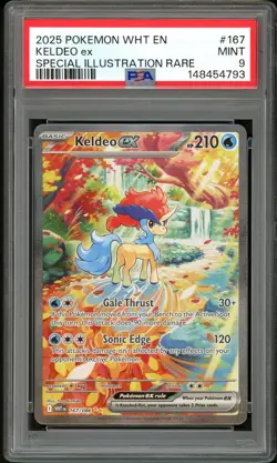 PSA 9 MINT Keldeo EX 167 White Flare Special Illustration Rare Pokemon Card - Image 1