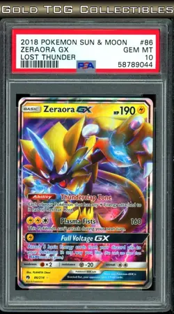 PSA 10 ⭐ Pokemon Zeraora GX 86 Lost Thunder Sun Moon 2018 Graded Card - Image 1