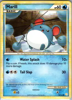 Marill 74/123 Non Holo HeartGold SoulSilver - Pokemon Card - NM - Image 1