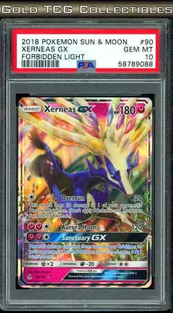 PSA 10 ⭐ Pokemon Xerneas GX 90 Forbidden Light 2018 Sun Moon Graded Card - Image 1