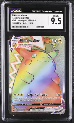 CGC 9.5 Pikachu VMAX 188/185 Rainbow Rare Vivid Voltage Pokemon Card - Image 1