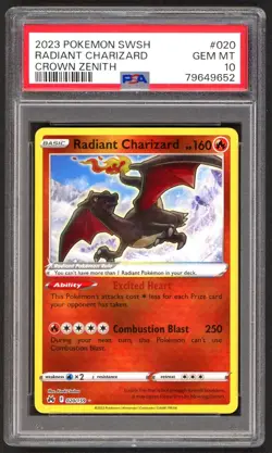 Pokemon Cards - PSA 10 Radiant Charizard 020/159 - Crown Zenith - GEM MT - Image 1