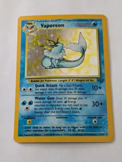 Pokemon TCG Vaporeon Holo Rare Card 12/64 Jungle LP (#11) - Image 1