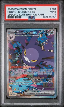 2025 POKEMON DRI EN-DESTINED RIVALS 234 TEAM ROCKET'S CROBAT EX SIR PSA 9 - Image 1