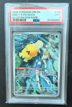 2025 POKEMON DRI EN-DESTINED RIVALS ILLUSTRATION RARE #193 MISTY'S PSYDUCK PSA 9 - Image 1