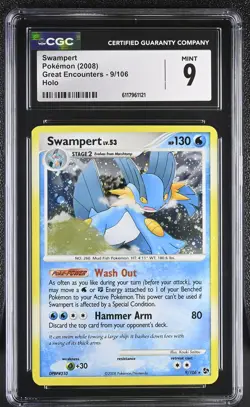 CGC 9 MINT Swampert 2008 Great Encounters 9/106 Holo Pokemon Card - Image 1