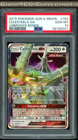 PSA 10 ⭐ Pokemon Celesteela GX 163 Unbroken Bonds 2019 Sun Moon Graded Card - Image 1