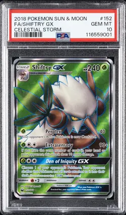2018 POKEMON SUN & MOON CELESTIAL STORM #152 FULL ART/SHIFTRY GX PSA 10 - Image 1