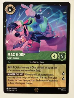 Disney Lorcana Fabled Max Goof Chart Topper #77/204 Legendary - Image 1