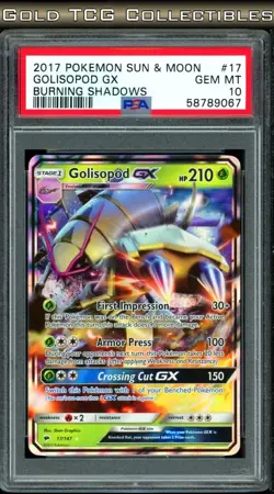 PSA 10 ⭐ Pokemon Golisopod GX 17 Burning Shadows 2017 Sun Moon Graded Card - Image 1