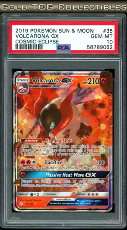 PSA 10 ⭐ Pokemon Volcarona GX 35 Cosmic Eclipse 2019 Sun Moon Graded Card - Image 1