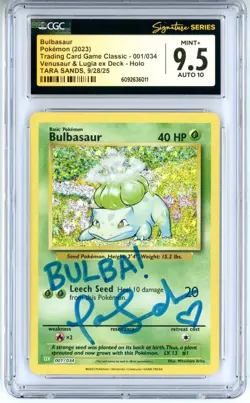 CGC MINT+ 9.5 Auto 10 Tara Sands Bulbasaur 001/034 Trading Card Game Classic - Image 1