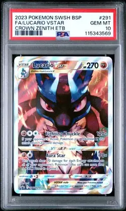 PSA 10 - 2023 Pokemon Crown Zenith ETB - LUCARIO VSTAR #291 (3569) - Image 1