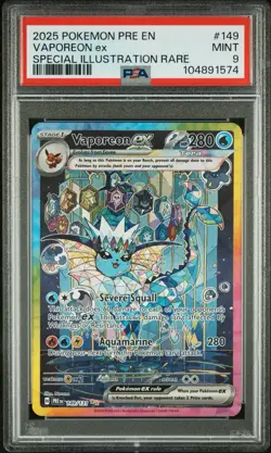 PSA 9 VAPOREON EX #149 SPECIAL ILLUSTRATION RARE POKEMON PRISMATIC EVOLUTIONS - Image 1