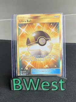 Ultra Ball NM Gold Secret Rare 161 Pokemon Sun & Moon 2017 - Image 1