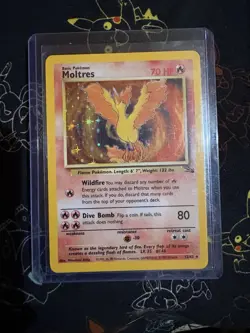 Pokemon TCG Moltres Fossil 12/62 Unlimited Holo Rare - LP - Image 1