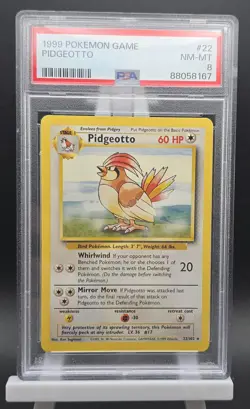 PSA 8 Pokemon 1999 WOTC Base Set Pidgeotto Non Holo Rare 22/102 NM-MT - Image 1