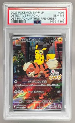 2023 Pokemon SV Pre-Order Promo Japanese 098 Detective Pikachu PSA 10 145617363 - Image 1