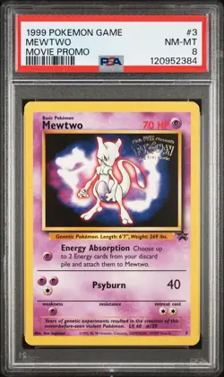 1999 POKEMON GAME MOVIE PROMO #3 MEWTWO PSA 8 - Image 1