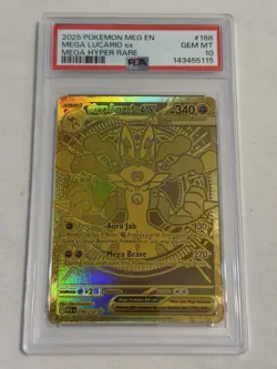 2025 POKEMON MEG EN-MEGA EVOLUTION MEGA HYPER RARE #188 MEGA LUCARIO EX PSA 10 - Image 3
