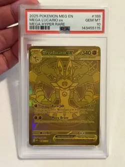 2025 POKEMON MEG EN-MEGA EVOLUTION MEGA HYPER RARE #188 MEGA LUCARIO EX PSA 10 - Image 4