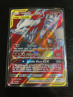 Pokemon Reshiram & Charizard GX TAG TEAM Ultra Rare Full Art 194/214 Unbroken B… - Image 1