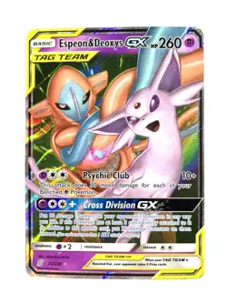 Espeon & Deoxys GX 72/236 Unified Minds Tag Team Ultra Rare Pokemon TCG HP - Image 1