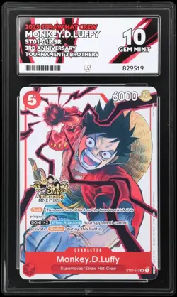 Monkey D Luffy ST01-012 3rd Anniversary ACE Graded 10 English One Piece - Image 1