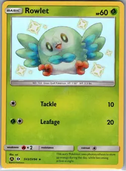 Rowlet SV2/SV94 Hidden Fates: Shiny Vault - Pokemon Card - NM - Image 1