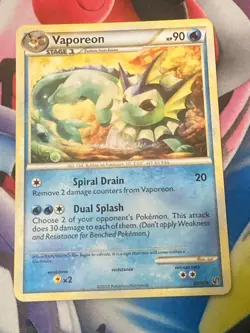 Vaporeon 41/90 2010 Non-Holo Pokemon Card - HGSS Undaunted Card Set LP - Image 1