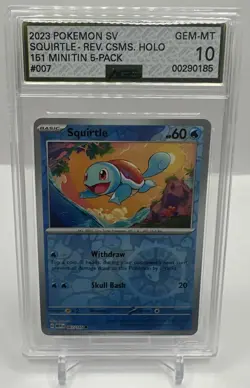 2023 Pokemon Squirtle 151 Mini Tin 5-Pack Reverse Holo #007/165 AGS 10 Gem Mint - Image 1