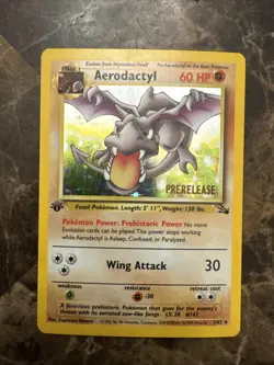 PRERELEASE Aerodactyl 1/62 1st Edition BROWN STAMP Promo Pokemon Fossil - MP - Image 1
