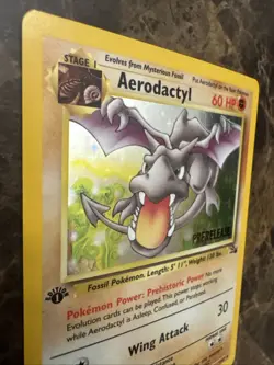 PRERELEASE Aerodactyl 1/62 1st Edition BROWN STAMP Promo Pokemon Fossil - MP - Image 2
