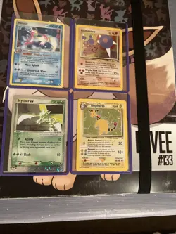 Pokemon Vintage Holo Card Lot Ampharos, Scyther ex, Hitmontop, Milotic - Image 1
