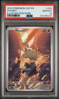 Phanpy Pokemon Ssp En-Surging Sparks 205 NM PSA 10 - Image 1