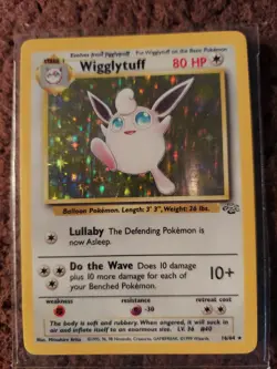 POKEMON CARD WIGGLYTUFF HOLOGRAPHIC NINTENDO 1999 GAMEFREAK WIZARDS 16/64 RARE - Image 1