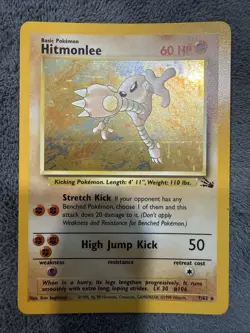 Pokemon TCG Hitmonlee 7/62 Fossil Holo Rare Unlimited - Image 1
