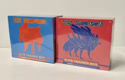 Pokemon Sword & Shield Base Elite Trainer 2 Boxes Zacian Zamazenta Red and Blue - Image 2