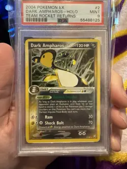 2004 POKEMON TEAM ROCKET RETURNS DARK AMPHAROS #2 HOLO PSA 9 - Image 1