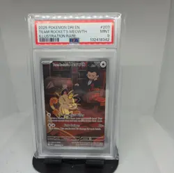 Team Rocket's Meowth 203/182 Illustration Rare Pokemon PSA 9 - Image 1