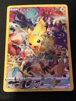 Pokemon Pikachu Secret Rare 160/159 Crown Zenith Full Art Holo Basic 2023 - Image 1