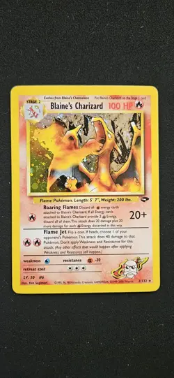 Pokemon Blaine's Charizard 2/132 Gym Challenge Holo Rare 100 HP Unlimited SWIRL - Image 1